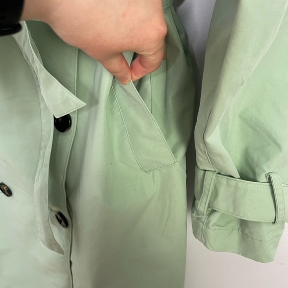 Jjxx Loose double-breasted trench coat in smoke green - Picture 7 of 14